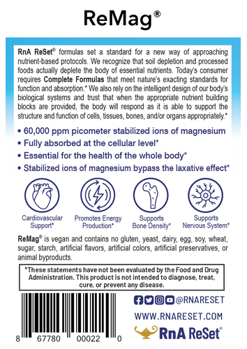 ReMag - The Magnesium Miracle | Magnesio líquido pico-iónico de la dra. Dean - 480ml