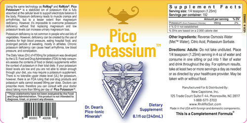Pico Potassium - Solución de potasio | Pico-ion potasio líquido de la dra. Dean - 240 ml