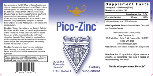 Pico-Zinc - Solución de zinc | Pico-ion de zinc líquido de la dra. Dean - 240ml